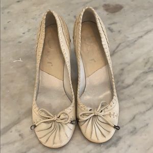 Dior Nappa Pump in Cream w/Bone Heel Accent